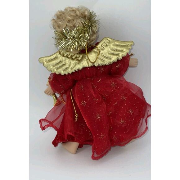 Vintage Sun Point Co. 10" Angel Porcelain Face Hands Christmas Choir Angel Sing - Picture 2 of 5